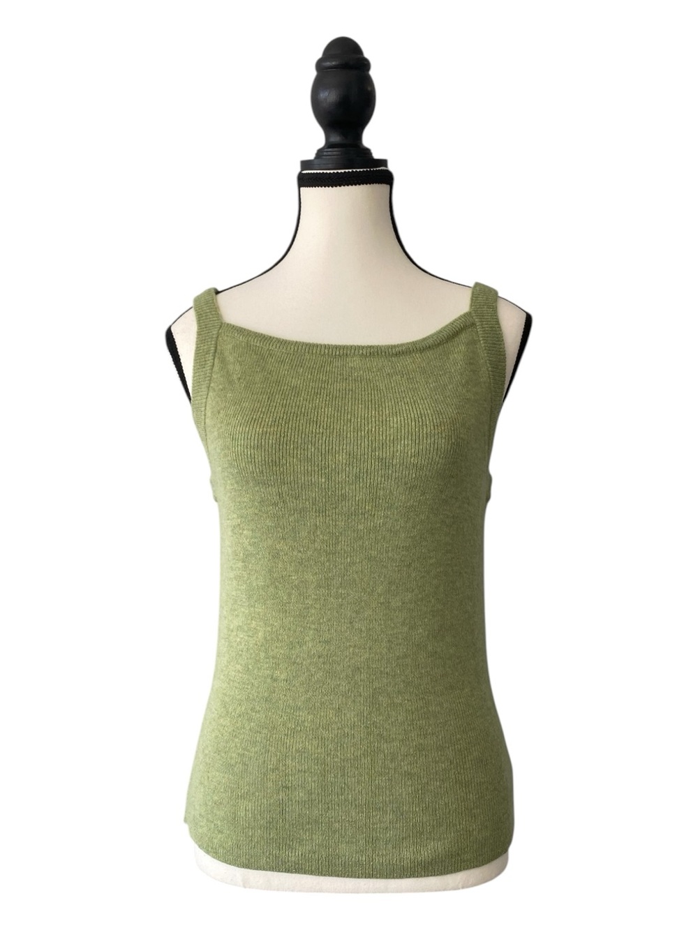 Merino Wool Light Green Knit Tank Top Size L